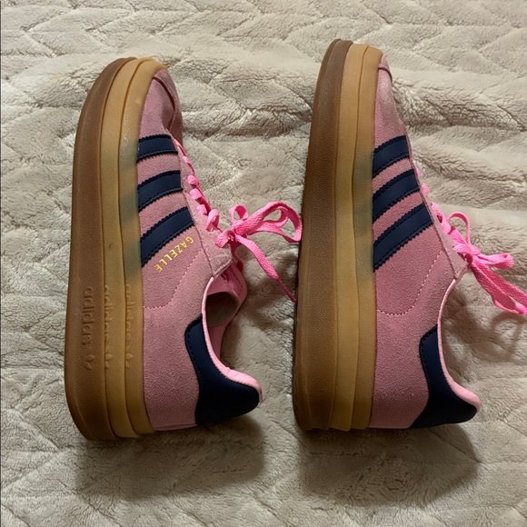 adidas Pink + Navy Gazelle Platforms - Picture 6 of 7